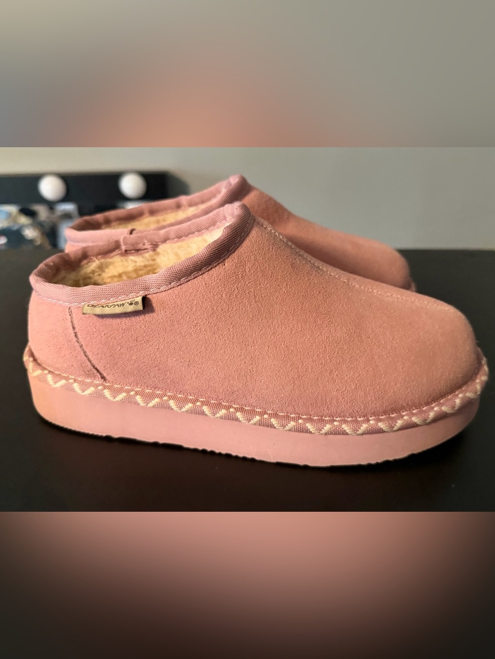BearPaw Blush Pink Suede Slip-On Mules